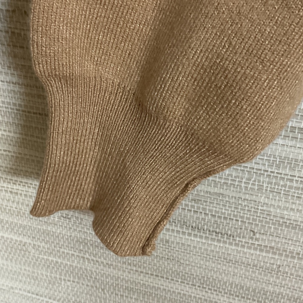 Line and Dot Favorite Off Shoulder Sweater Taupe Large Asymmetrical Tan - Picture 4 of 16
